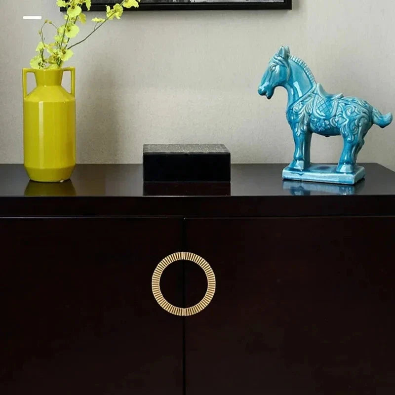 Textured Brass Semi-Circle Cabinet Handle | 128mm Furniture Knob