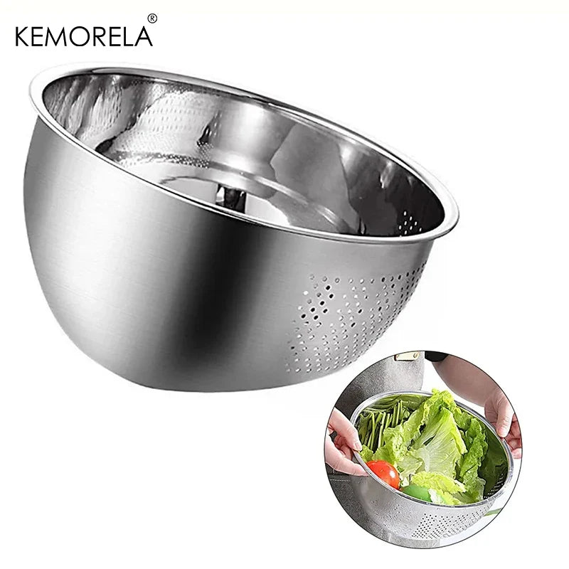 Stainless Steel Rice Washing Bowl & Colander Basket | KEMORELA
