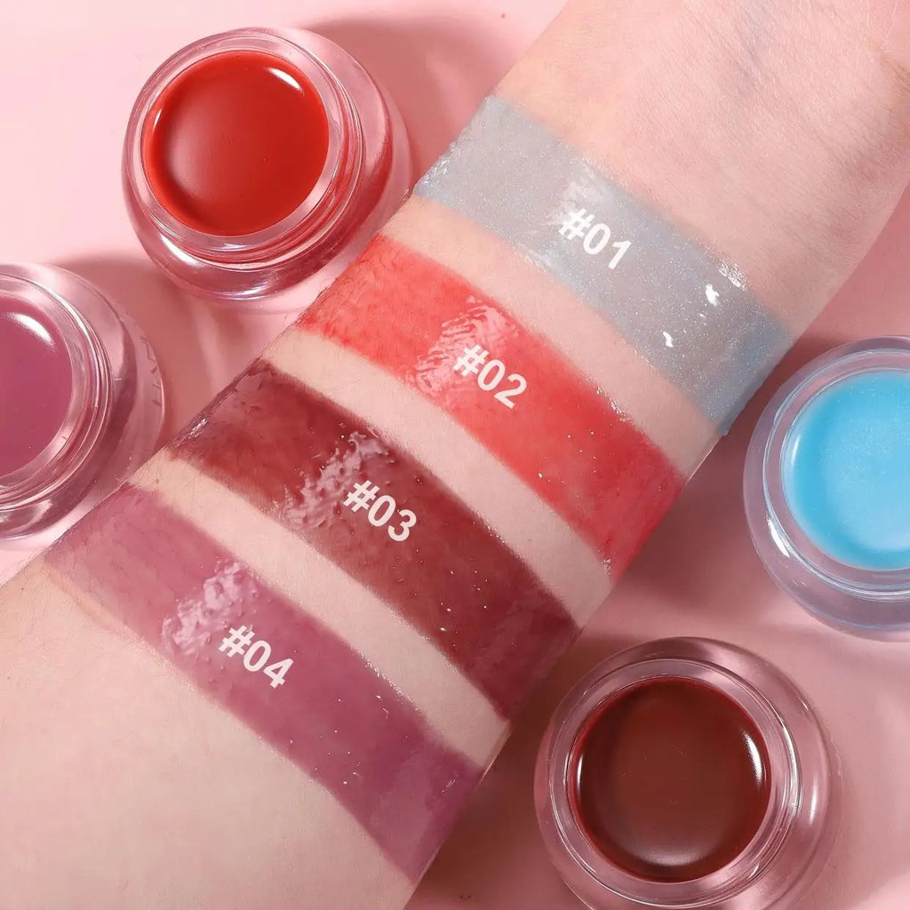 4-Color Jelly Lip Gloss – Mirror Shine, Pearl Glow & Non-Sticky