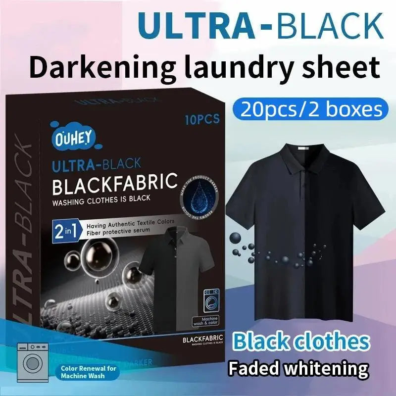 30-Pack Black Clothes Color Restorer Sheets | Laundry Tablets