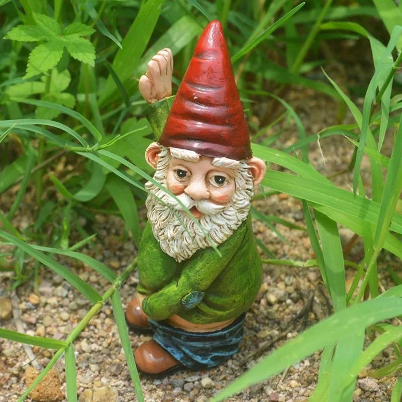 Urinating Gnome Statue – Resin Dwarf Garden Sculpture Decor