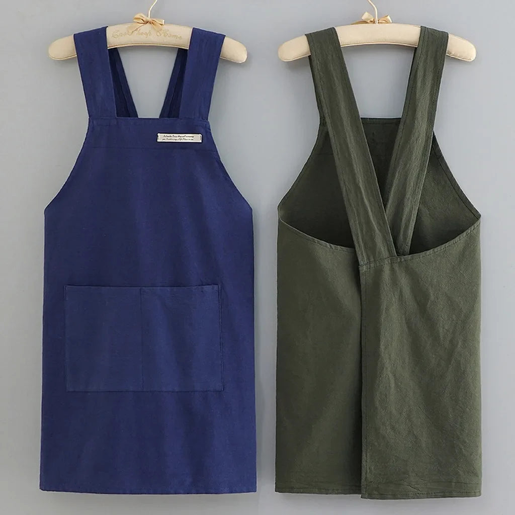 Cooking Cotton Kitchen Aprons Breathable Wear Resistant Adult Waist