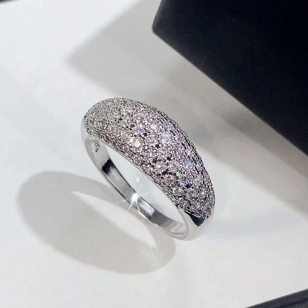 Huitan Cubic Zirconia Ring for Women – Wedding Band Gift
