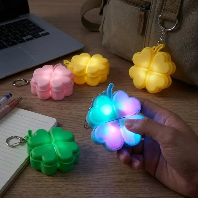 Four-Leaf Clover LED Keychain | Fidget Toy & Lucky Gift
