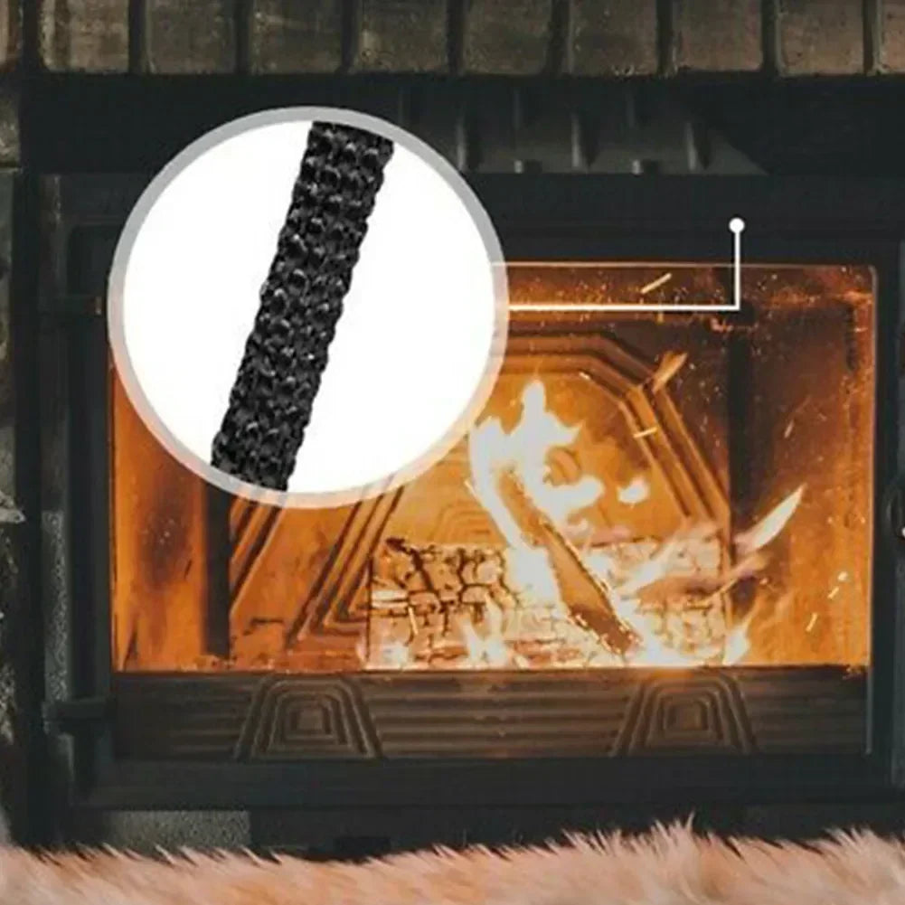 Fiberglass Fireplace Door Seal Rope | Self-Adhesive Gasket 2m