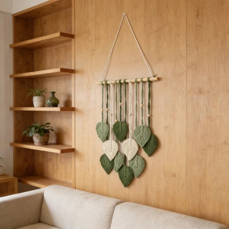 Macrame Leaf Garland Jungle Nursery Decor Green Theme Classroom Room