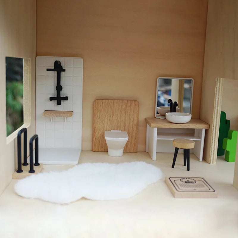1 12 Dollhouse Simulation Bathroom Toy White Wash Basin Toilet Model