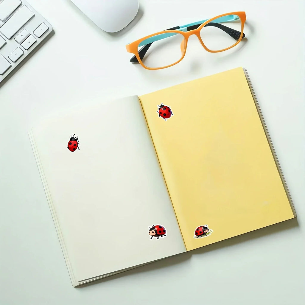10 Cartoon Ladybug Stickers – Craft, Scrapbook & Decor Labels