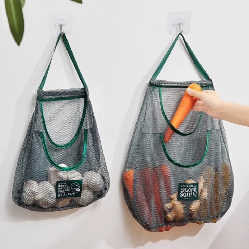 Reusable Storage Bags Kitchen Hanging Mesh Bag Home Fruit Vegetable