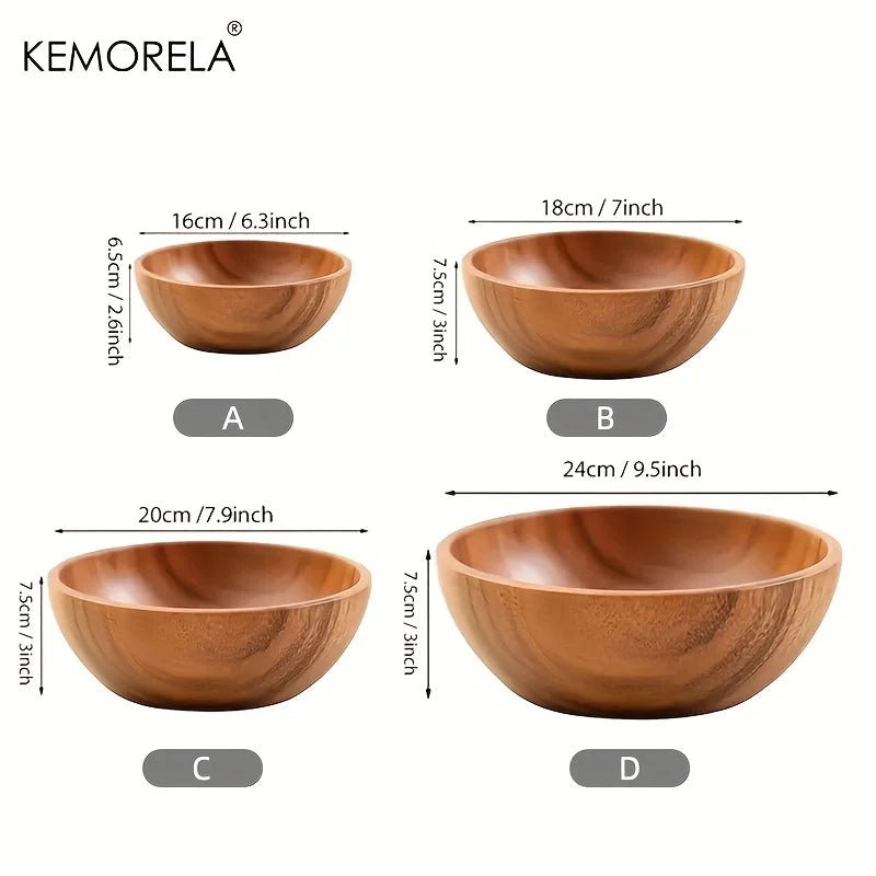 Acacia Wood Salad Bowl – Eco-Friendly Fruit & Serving Bowl