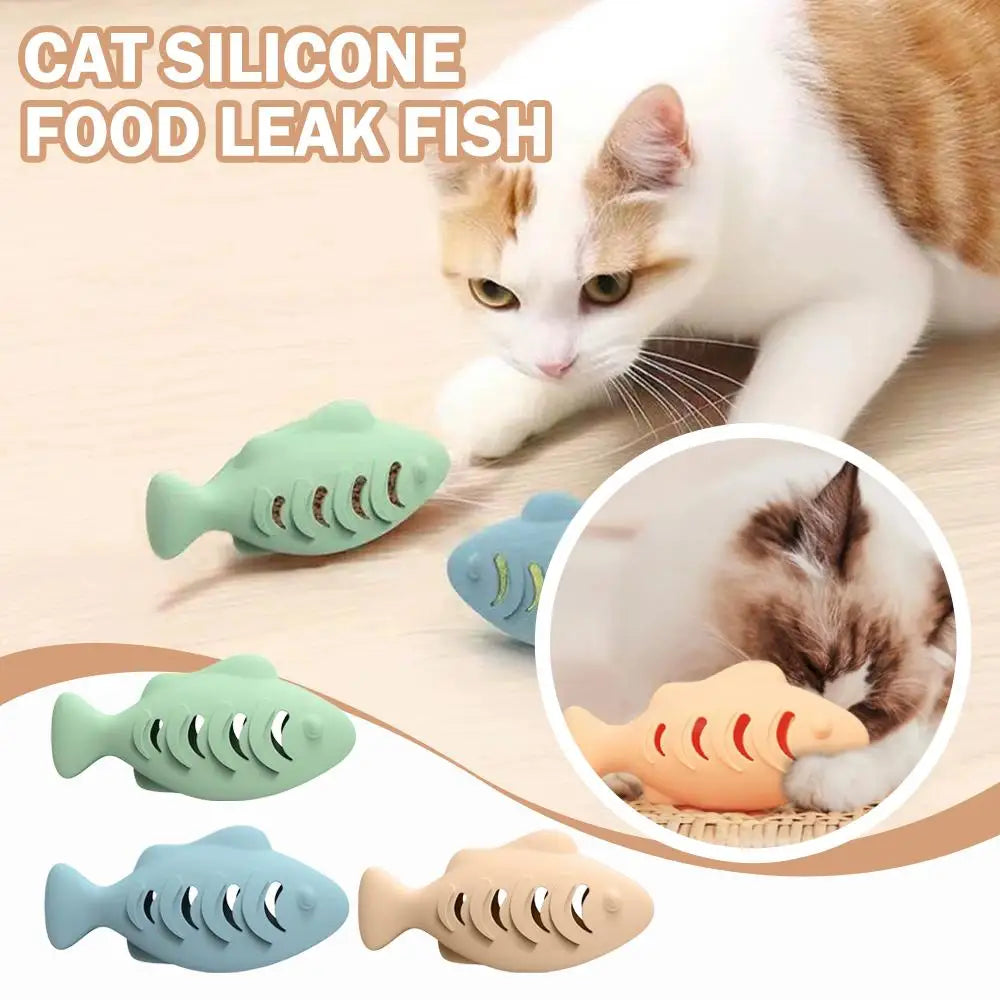 Silicone Fish Cat Toy – Treat Dispenser & Catnip Stuffer