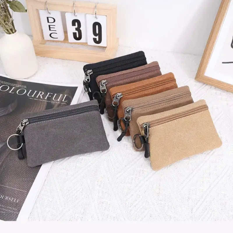 Canvas Mini Coin Wallet – Zipper Purse & Card Holder
