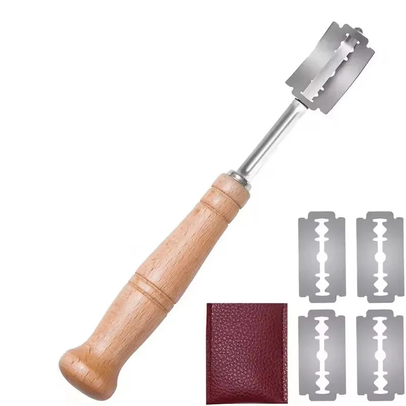 Bread Lame Set – Steel Dough Scorer & 5 Blades | Wood Handle