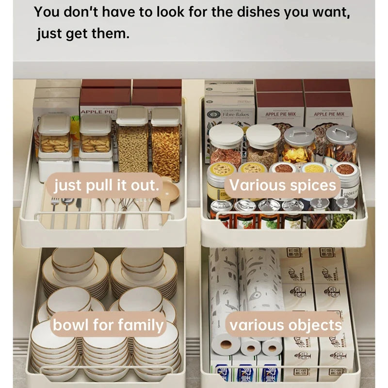 Pull-Out Cabinet Organizer Rack | Spice & Kitchen Drawer