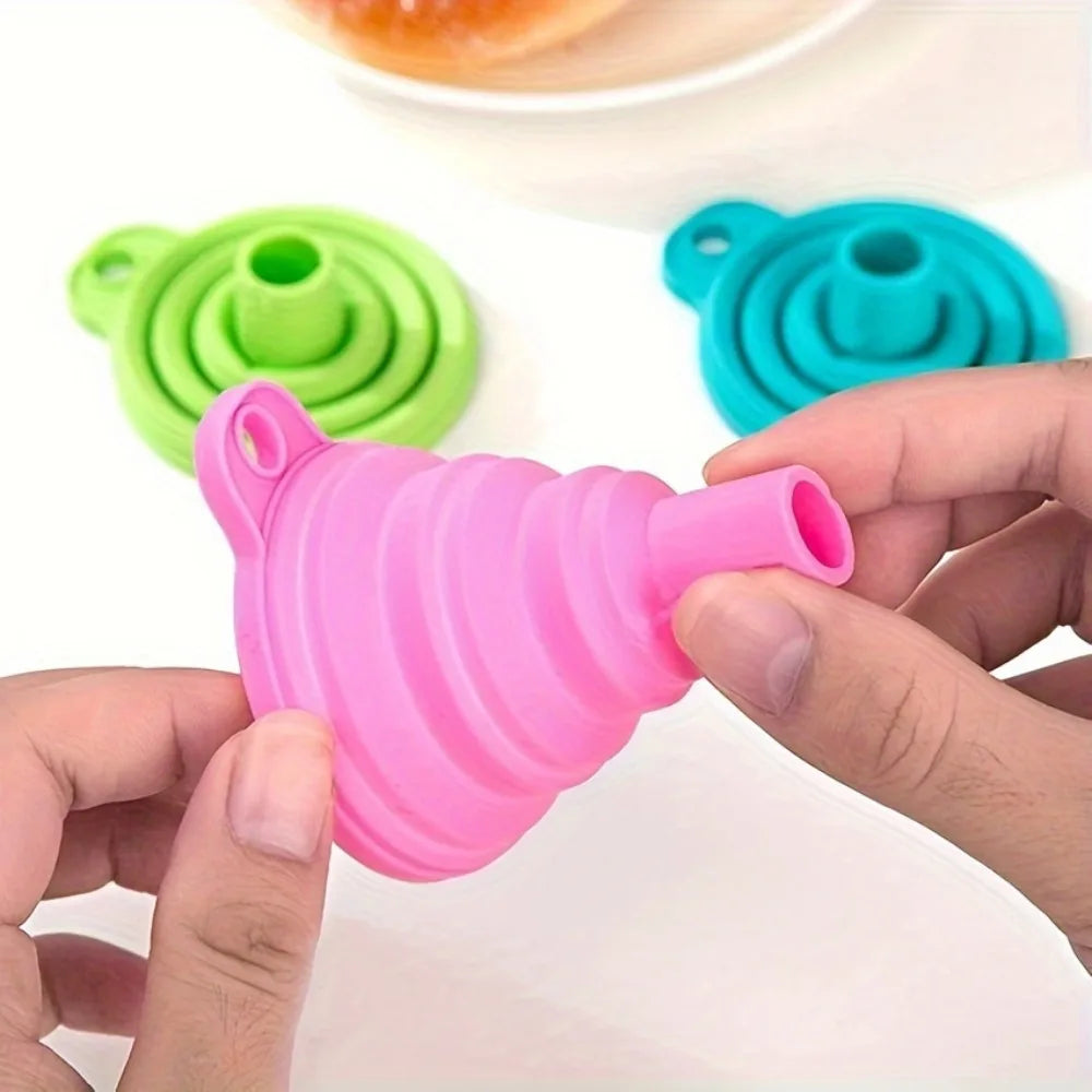 5-Pack Collapsible Silicone Funnels – Foldable Mini Funnel Set