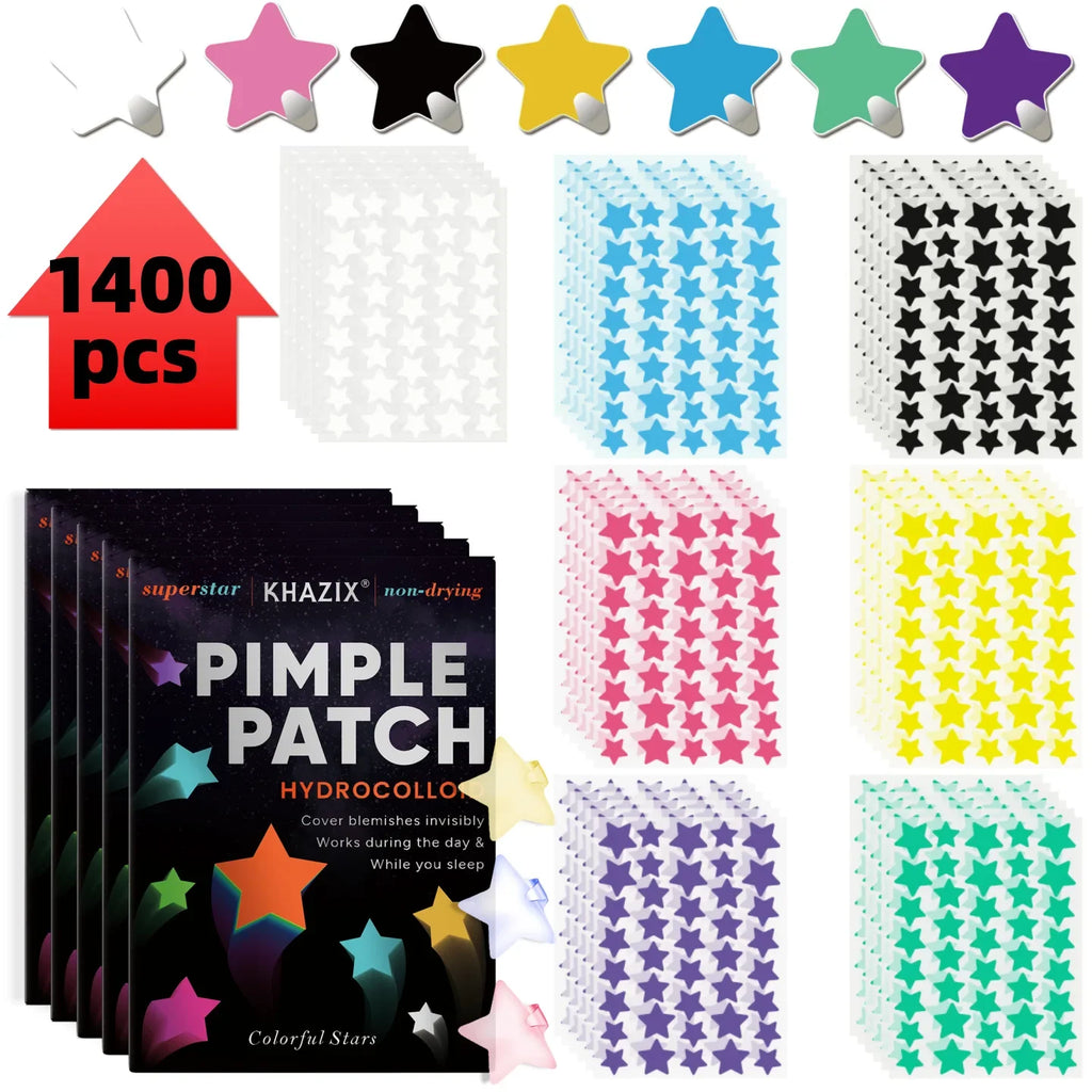 1400 Pcs Star Hydrocolloid Pimple Patches – Multi-Color Concealer