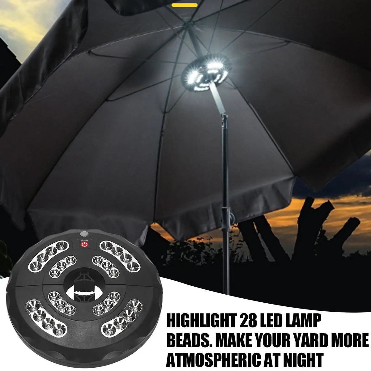 Rechargeable Patio Umbrella Pole Light – 28 LED Outdoor Lamp