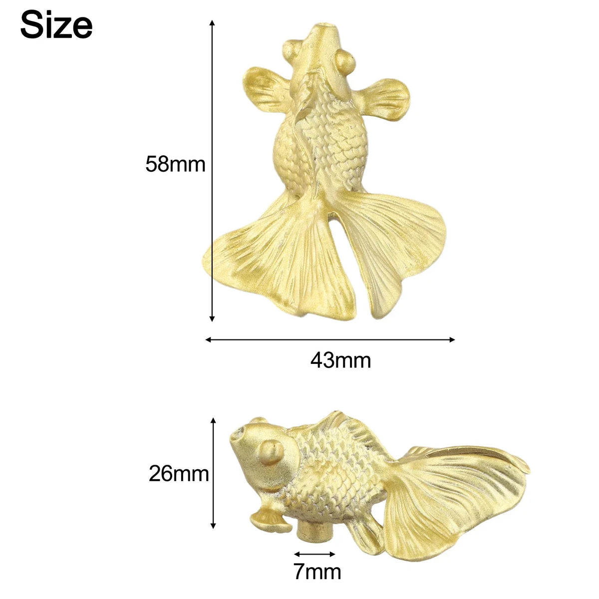 Gold Goldfish Solid Brass Cabinet Drawer Knob | Decorative Pull