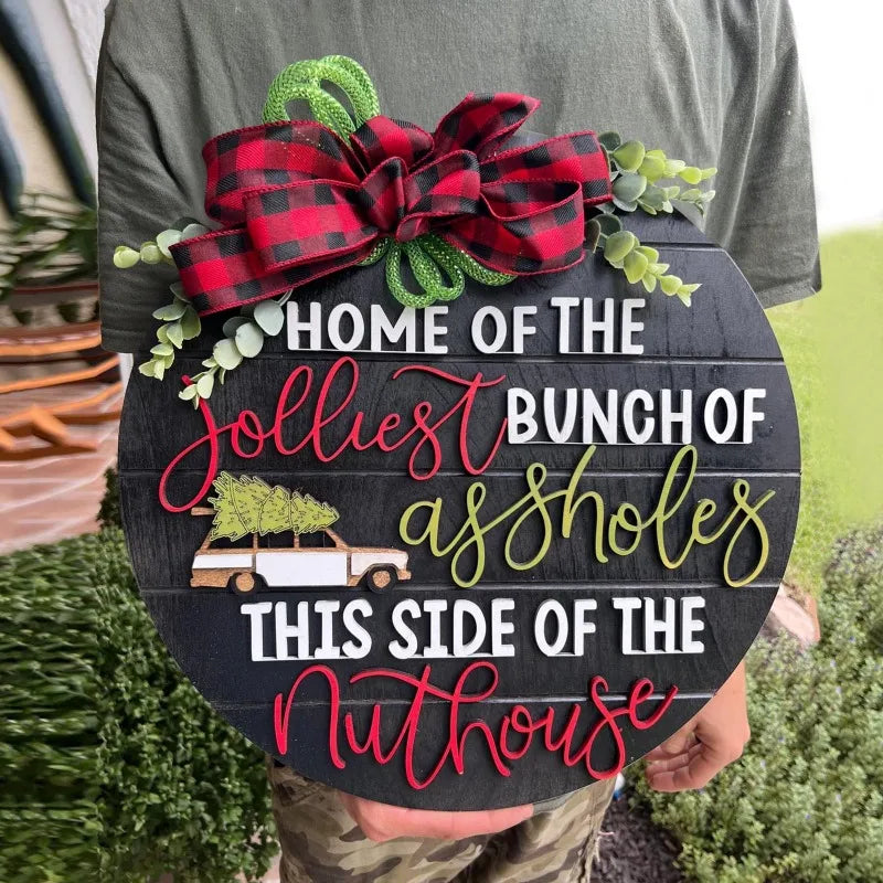 Fun Front Door Sign Christmas Decorations Wreaths Party Supplies