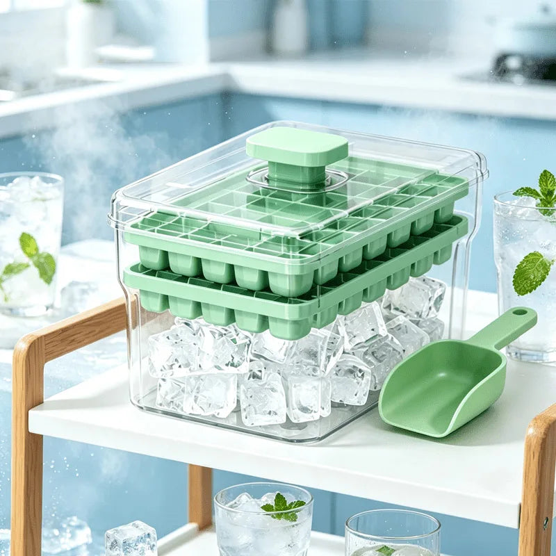 68-Grid Ice Cube Tray with Lid & Storage Box | Easy Release