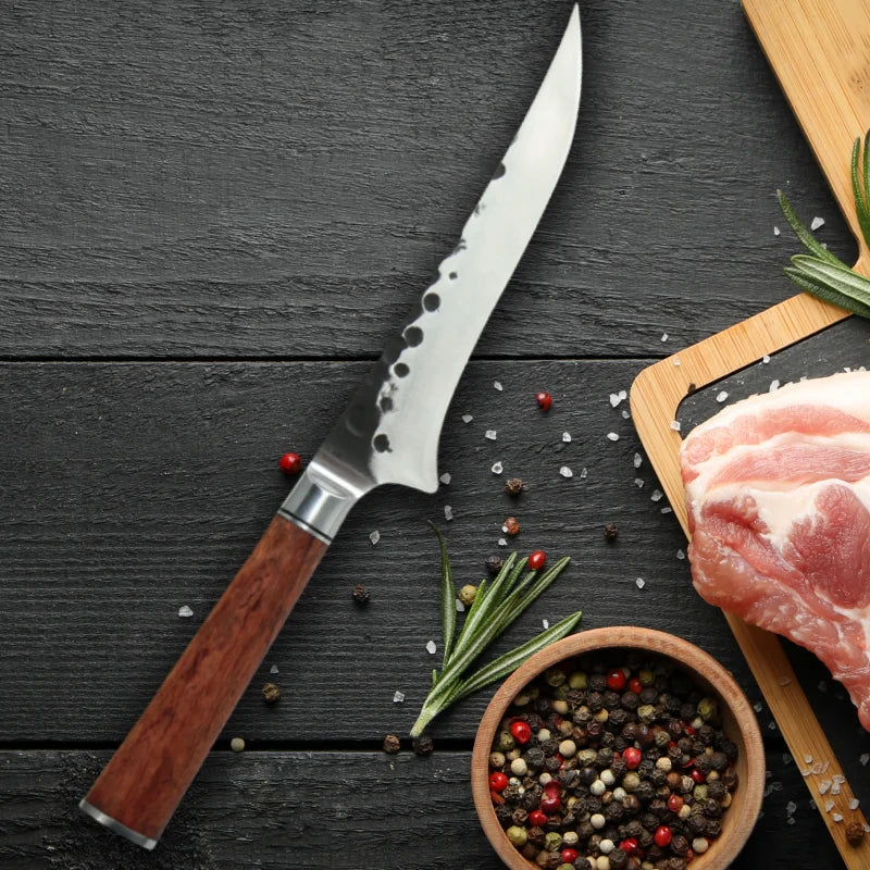 Handmade Forged Boning Knife – 5Cr Steel & Rosewood Handle
