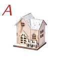 Christmas LED Light Wooden House Luminous Cabin Merry Decorations