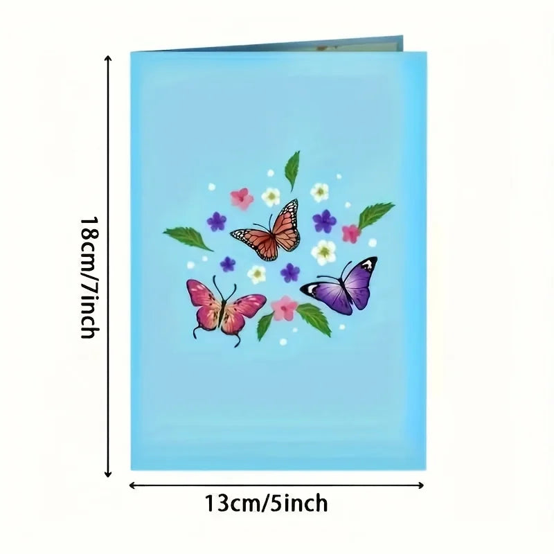 3D Pop-Up Greeting Card – Butterflies & Flowers | All Occasions