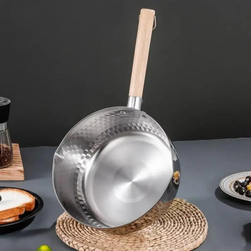 Stainless Steel Yukihira Saucepan | Wood Handle Non-Stick Pot