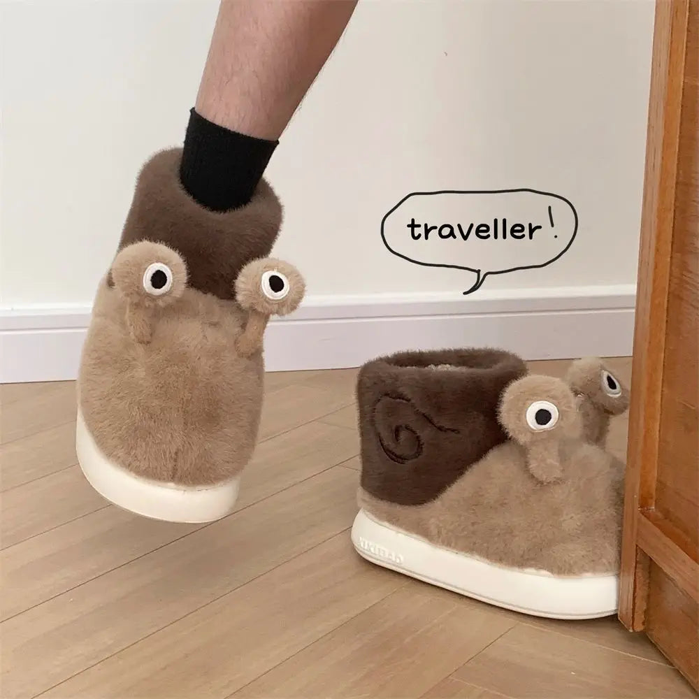 Lorilury Snail Plush Slippers – Unisex Faux Fur Indoor Slides