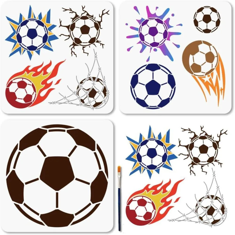 3-Piece Reusable Football Soccer Stencil Set 11.8" – DIY Art