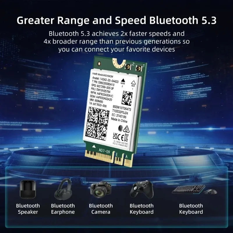 WiFi 6E AX210NGW NGFF Adapter Bluetooth 5.3 Tri-Band 5374Mbps