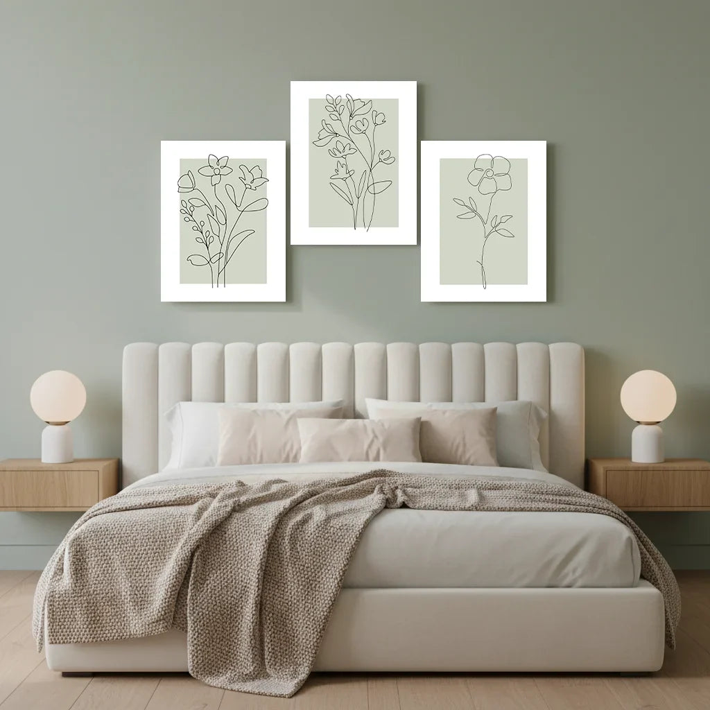 Nordic Floral Canvas Wall Art – Black & White Minimalist Print