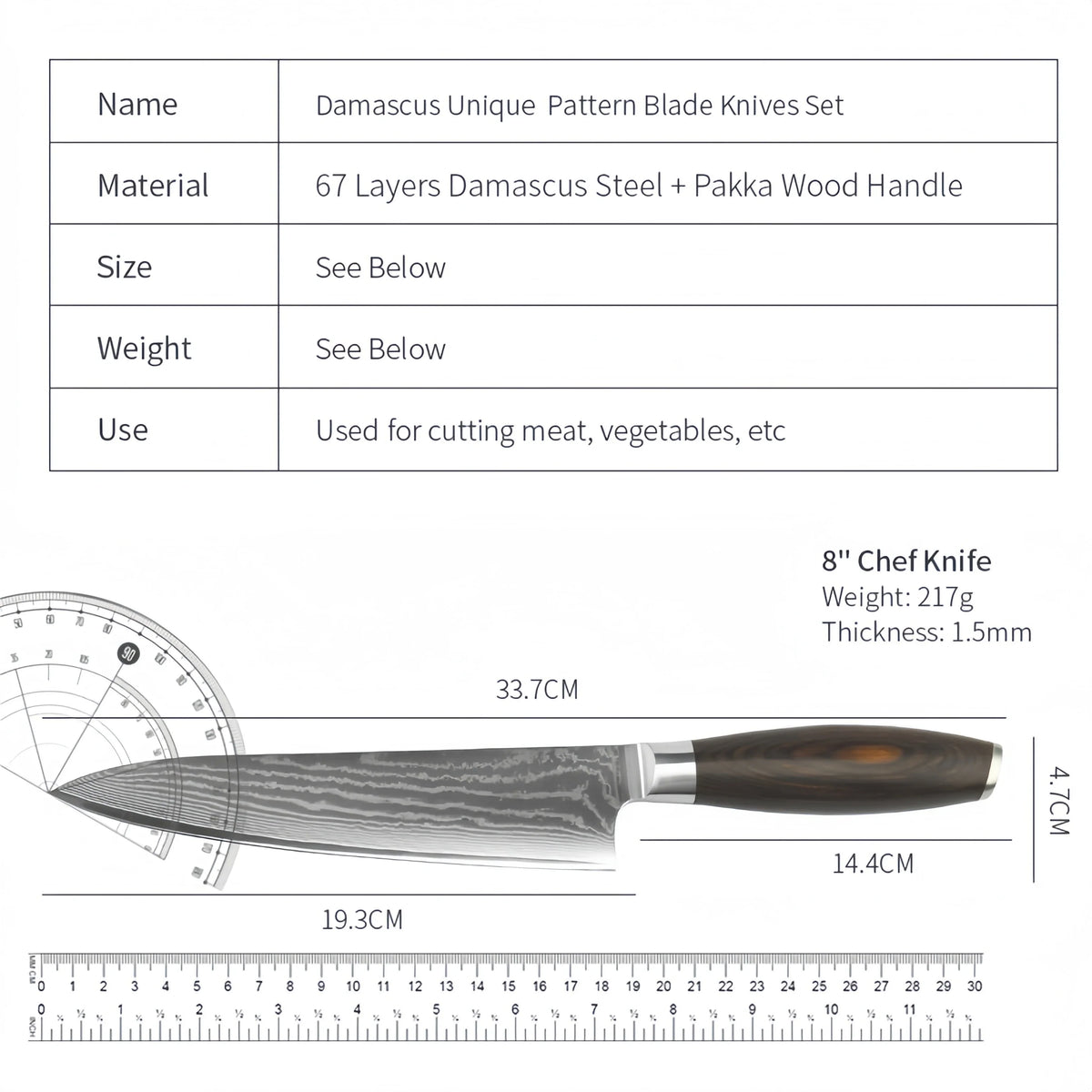 VG10 Damascus Steel 8" Japanese Chef Knife with Gift Box