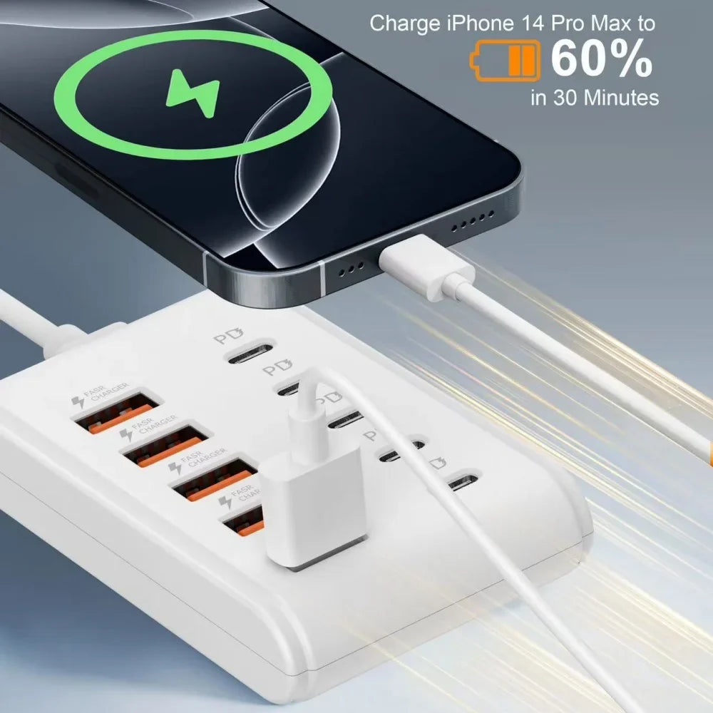 10-in-1 USB Desktop Charging Station | 10-Port USB Hub