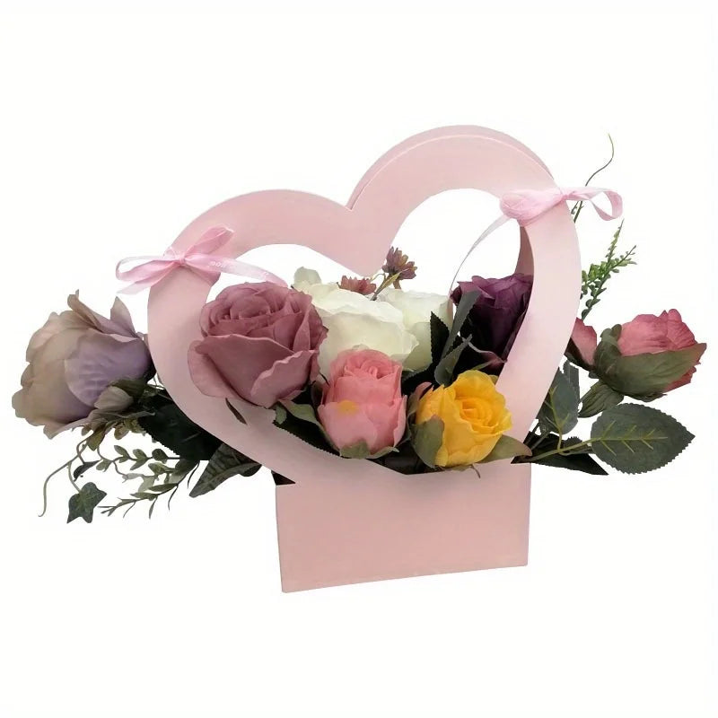 10-Pack Heart-Shaped Flower Tote Bags – Pink Florist Gift Carrier