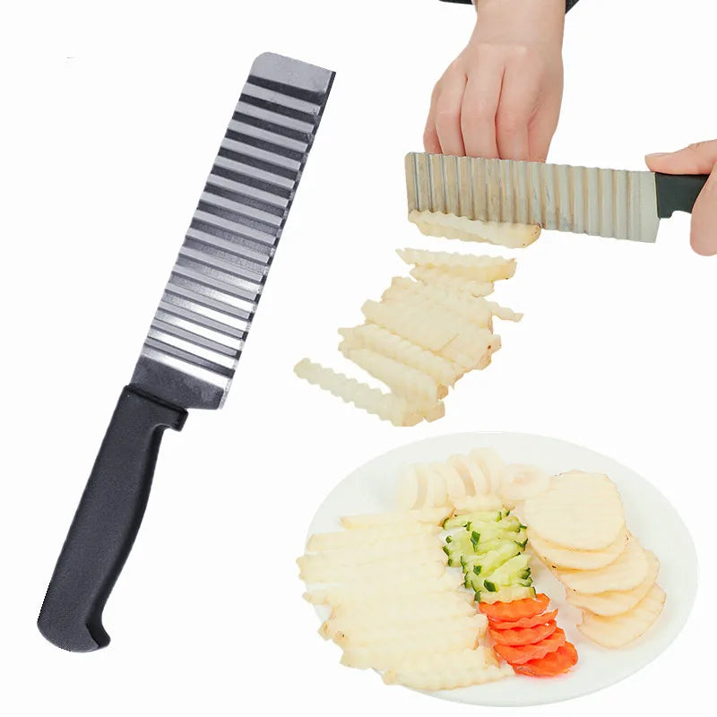 Stainless Steel Crinkle Wavy Slicer – French Fry & Veggie Cutter
