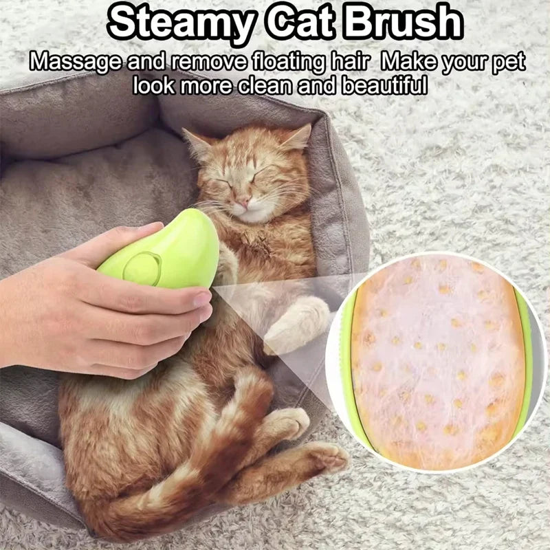 3-in-1 Electric Pet Grooming Comb – Steam Spray & Spin Brush