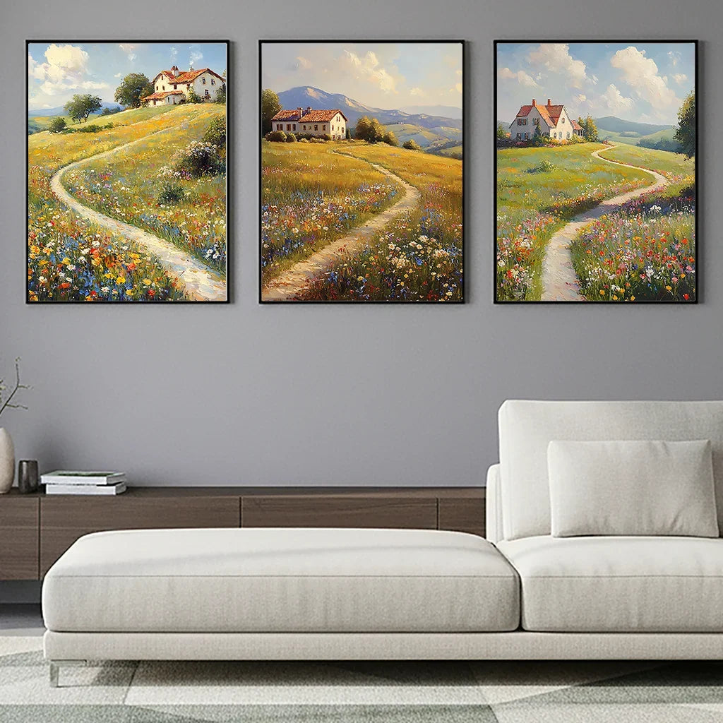 Nordic Wildflower Botanical Canvas Wall Art | Meadow Poster Print
