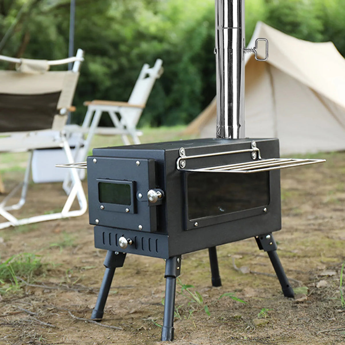 Camping Stove Pipe Stainless Steel Chimney Furnace Tube Adjustable