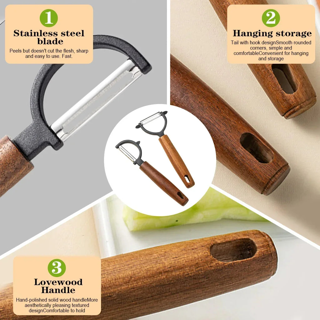 Stainless Steel Y/P Vegetable Peeler – Acacia Wood Handle
