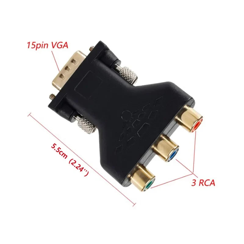 VGA to RGB Component Video Adapter – Male to 3-RCA Female Jack