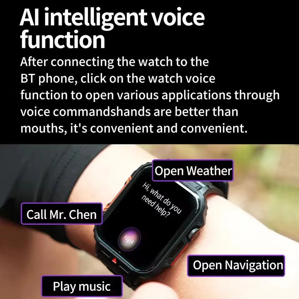 Military Smartwatch – Bluetooth Call, Heart Rate & SpO2 Monitor