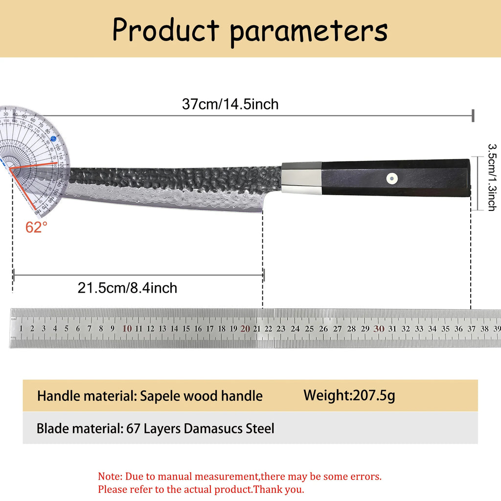 67-Layer Damascus Steel Sashimi & Fish Fillet Knife