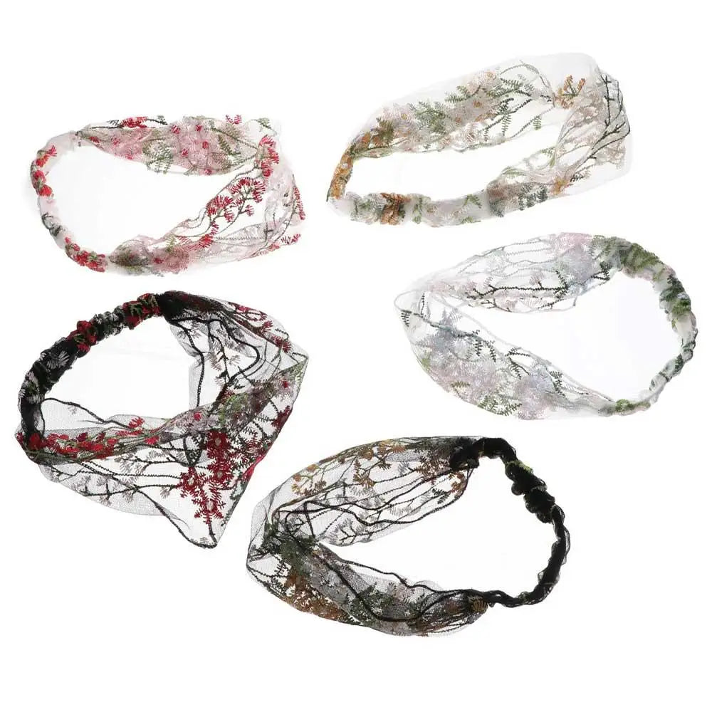 Korean Lace Floral Wide-Brim Turban Headband | Face Wash Hair Band