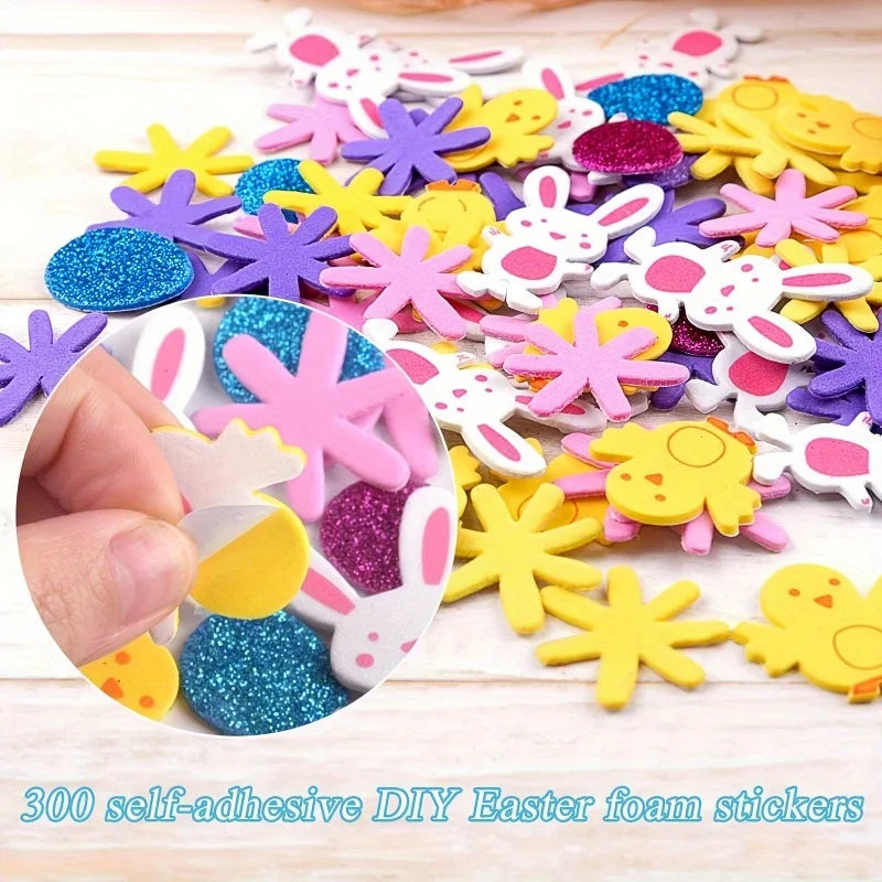 334-Pc Easter Foam Stickers Kit – Bunny, Egg & Glitter Crafts