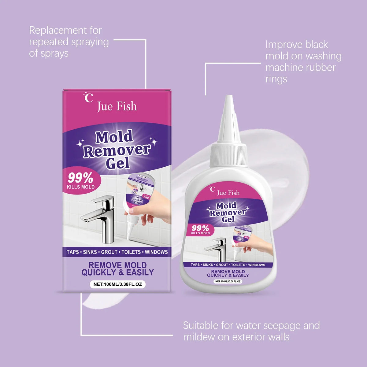 Jue-Fish 100g Mold & Stain Removal Gel | Multi-Surface Cleaner