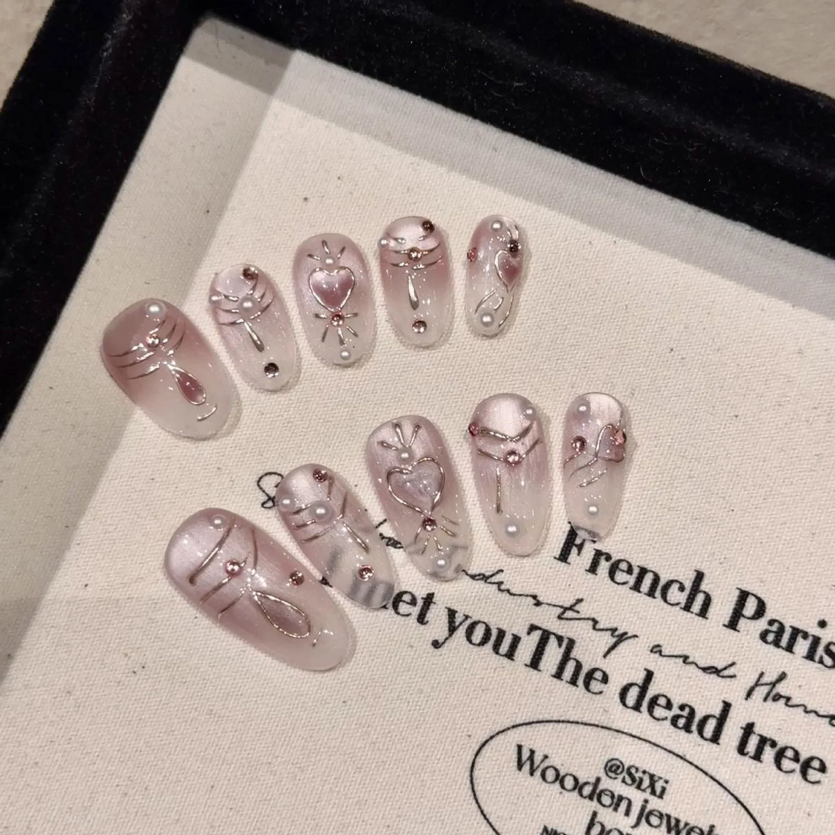Korean Press-On Nails | Pink Cat Eye Rabbit Design – YADORNOS