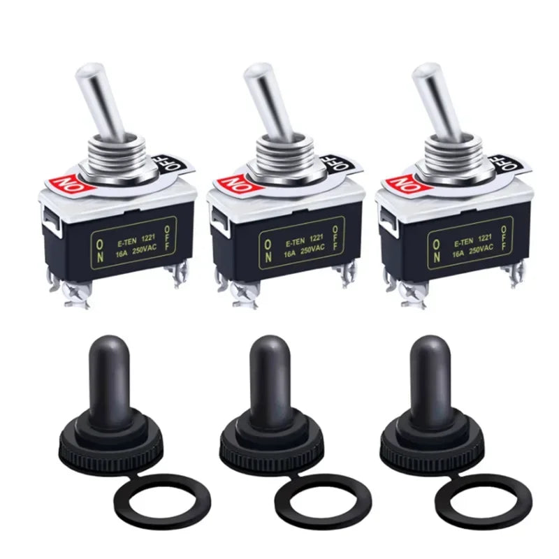 5-Pack SPST Rocker Toggle Switch 15A 250V Waterproof | Car Boat
