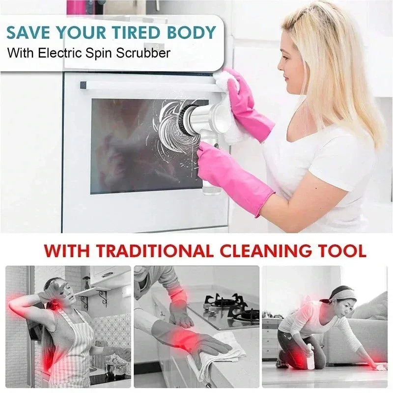 5-in-1 Electric Spin Scrubber with 5 Heads | Bathroom Cleaner