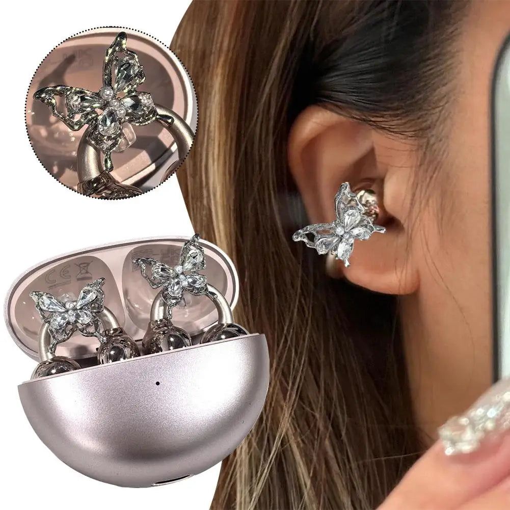 Diamond Rhinestone Earphone Clip – Snap-On Fashion Jewelry for Women
